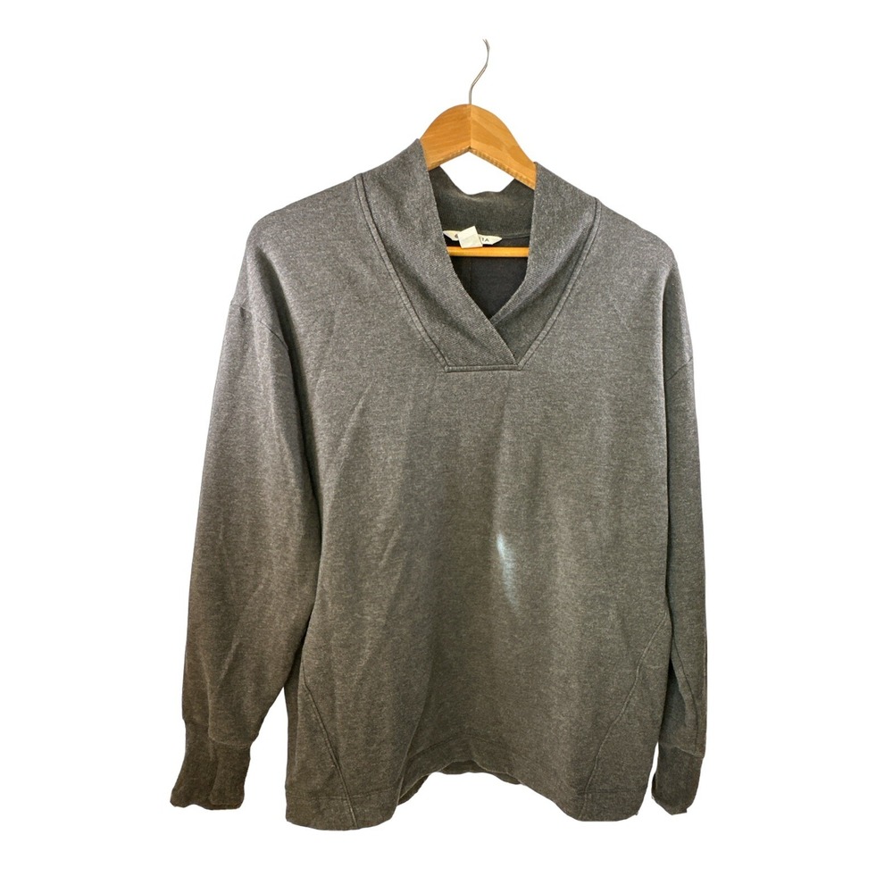 Athleta Womans Size Medium Clarity VNeck Lightweight Sweatshirt Black Heather